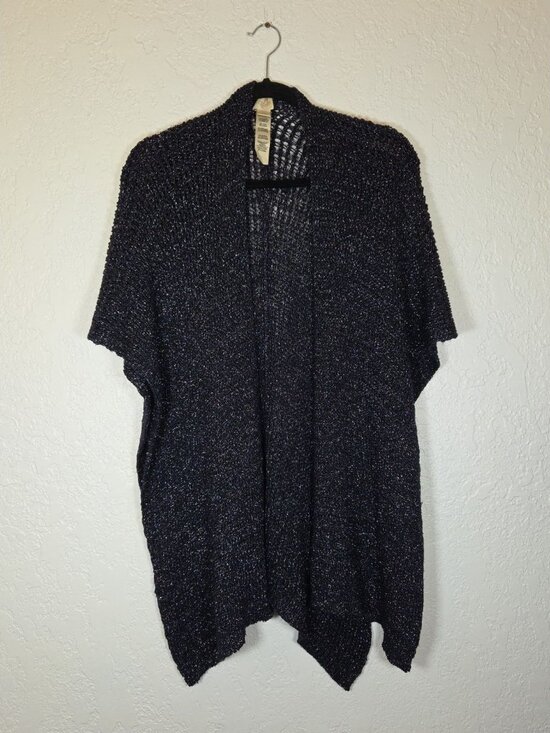 Chicos Knit Multi Use Wrap, Shawl, Cape Poncho Blue Metall Size One Size Boho - Picture 1 of 8